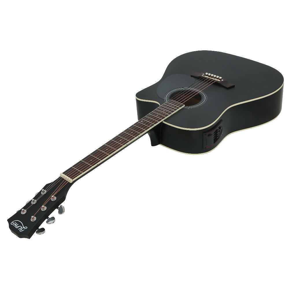 Alpha 41" Inch Electric Acoustic Guitar Wooden Classical Full Size EQ Bass Black-2