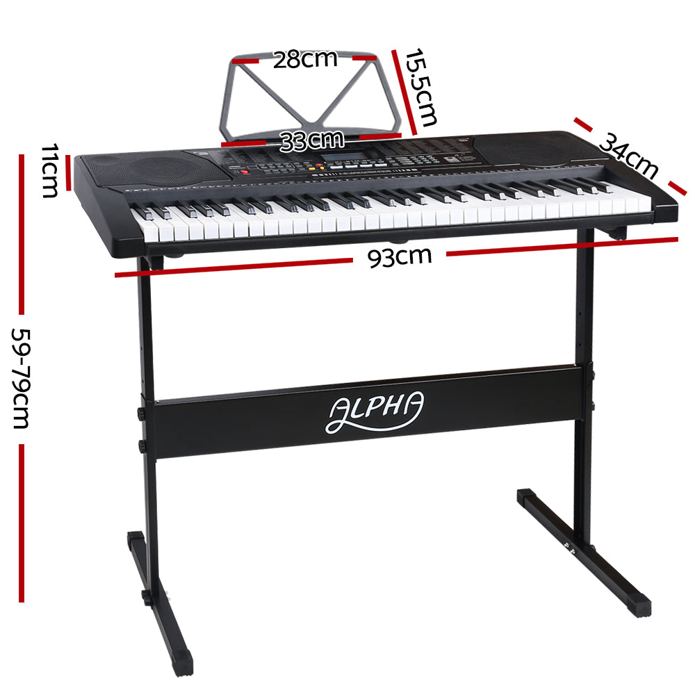 Alpha 61 Key Lighted Electronic Piano Keyboard LCD Electric w/ Holder Music Stand-1