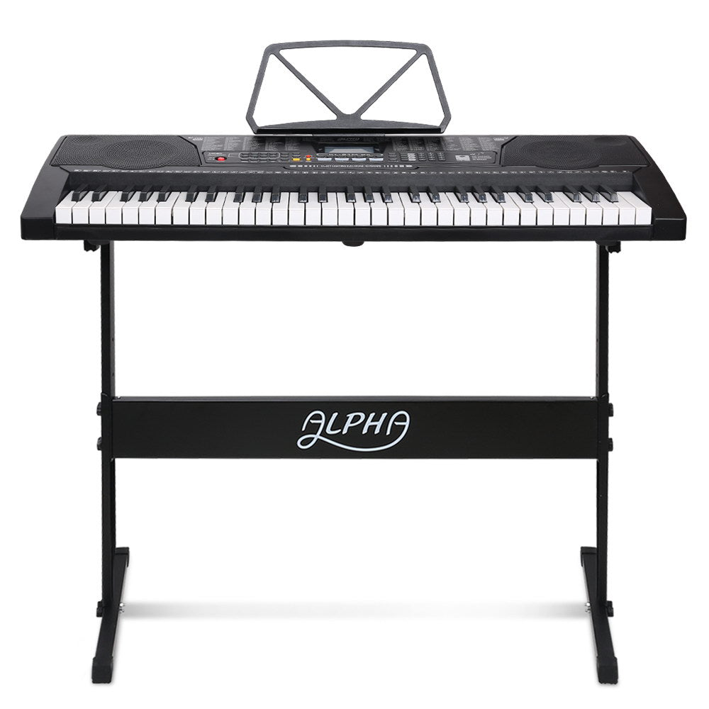 Alpha 61 Key Lighted Electronic Piano Keyboard LCD Electric w/ Holder Music Stand-2