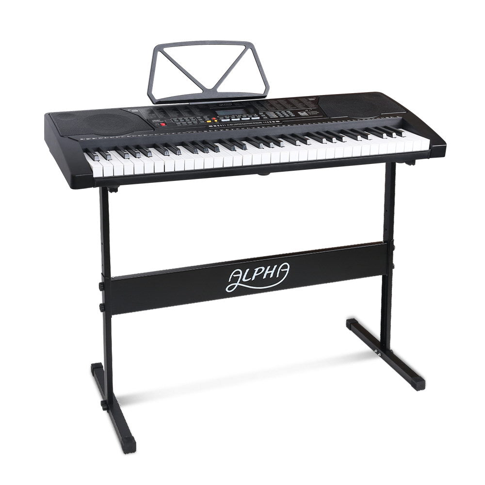 Alpha 61 Key Lighted Electronic Piano Keyboard LCD Electric w/ Holder Music Stand-0