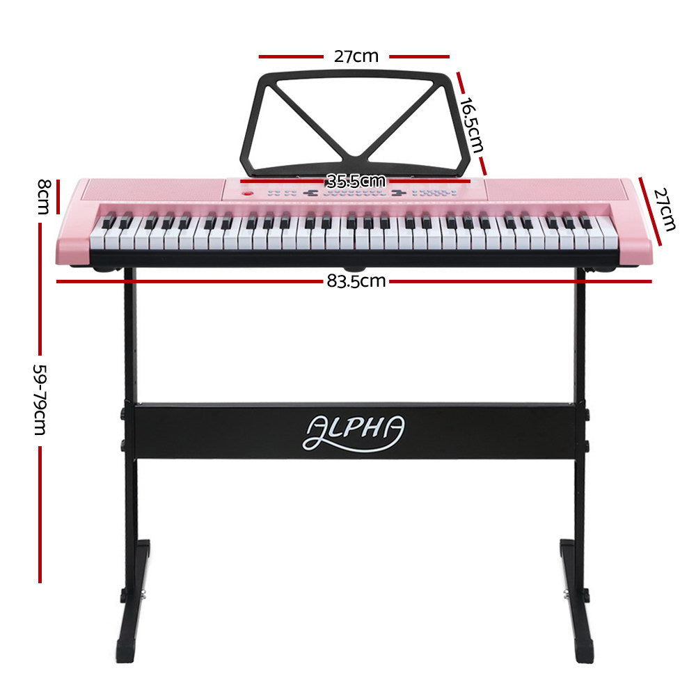 Alpha 61 Key Lighted Electronic Piano Keyboard LED Electric Holder Music Stand-1