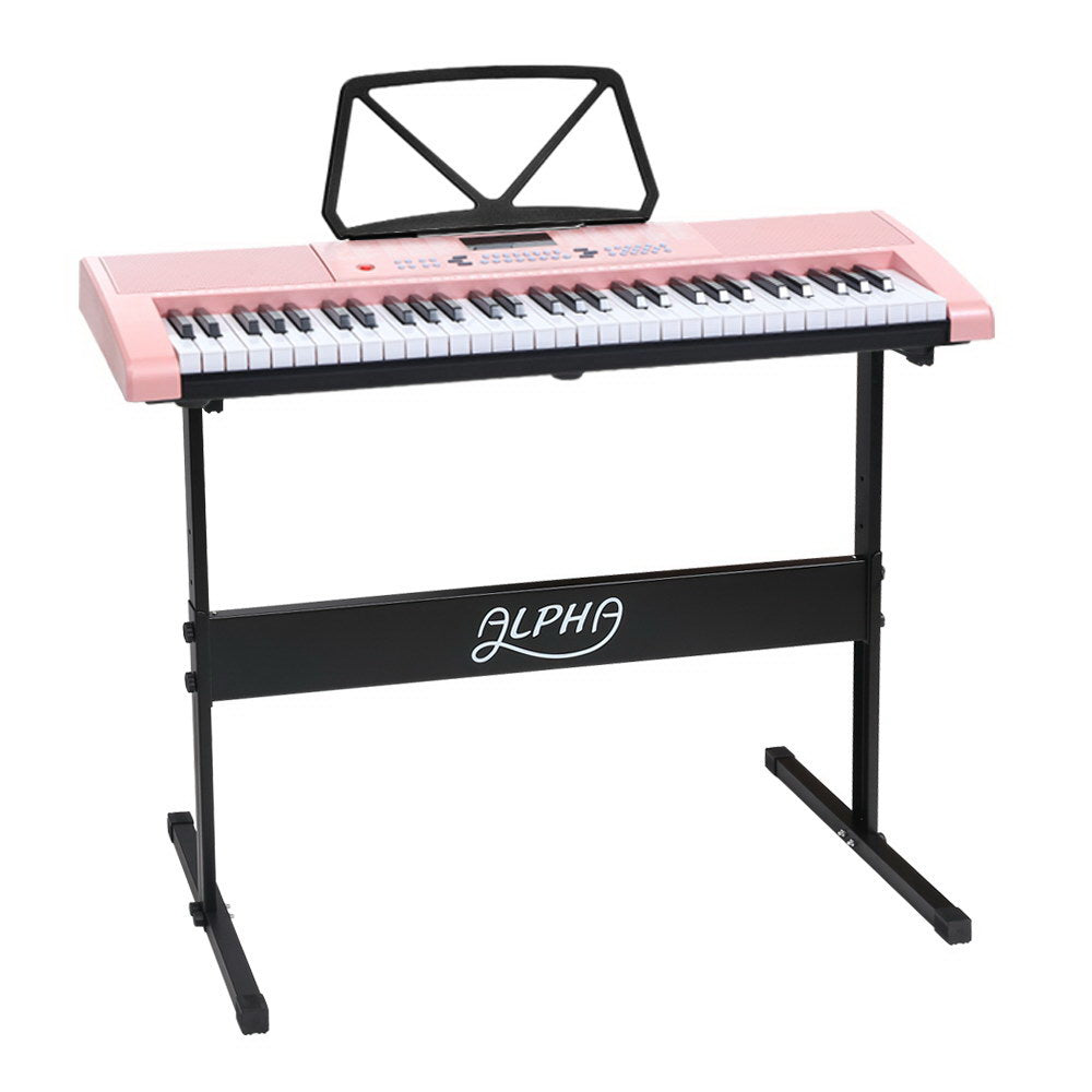 Alpha 61 Key Lighted Electronic Piano Keyboard LED Electric Holder Music Stand-0