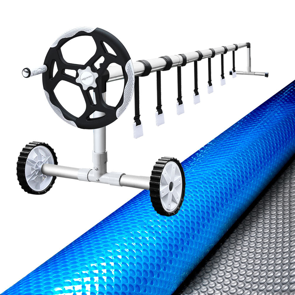 Aquabuddy Solar Swimming Pool Cover Roller Blanket Bubble Heater 11x4.8m Covers-0