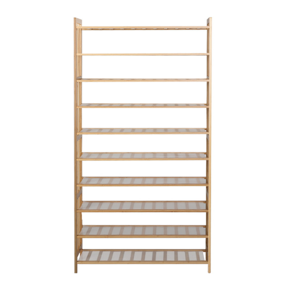 Artiss 10-Tier Bamboo Shoe Rack Wooden Shelf Stand Storage Organizer-2