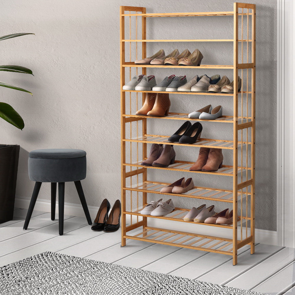 Artiss 10-Tier Bamboo Shoe Rack Wooden Shelf Stand Storage Organizer-7