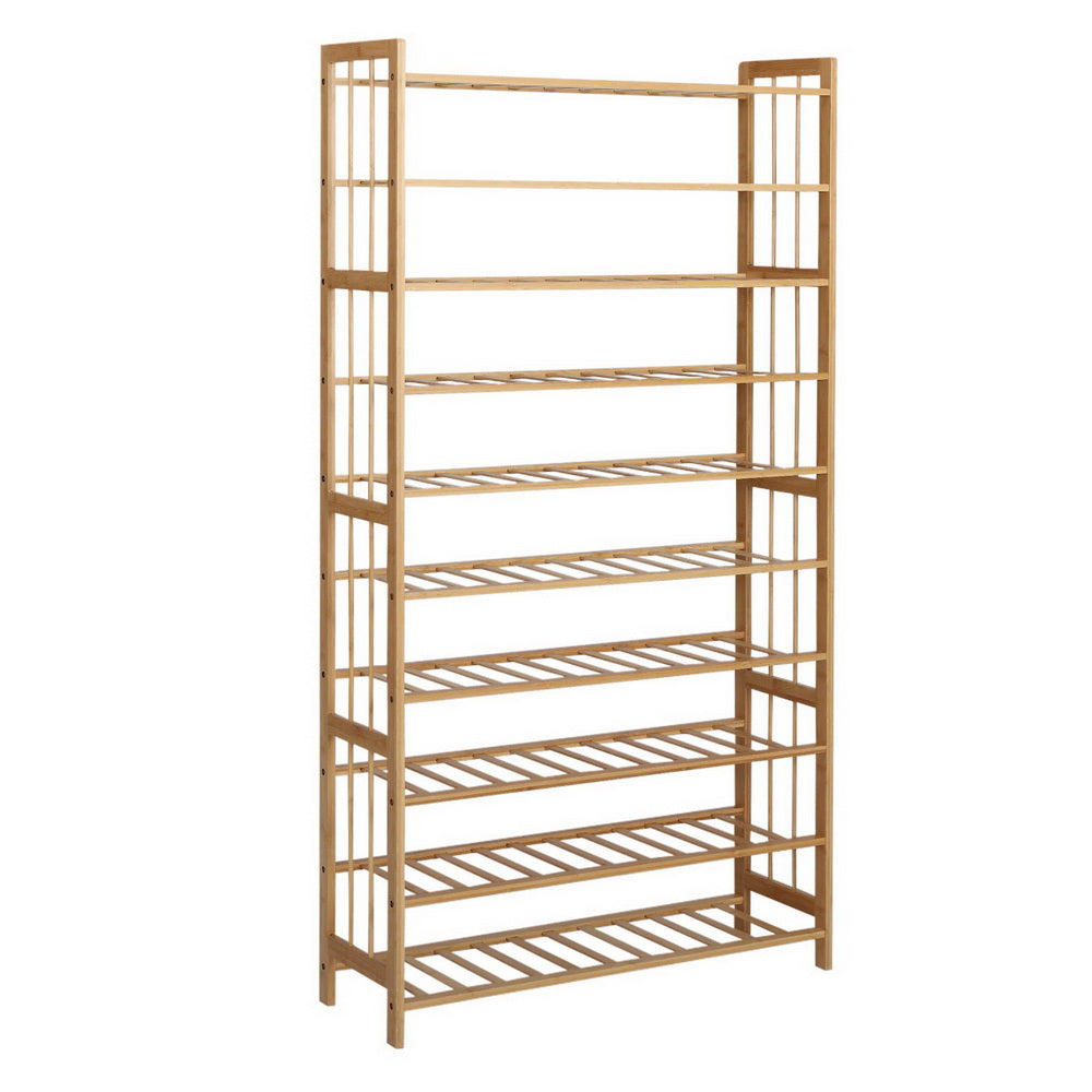 Artiss 10-Tier Bamboo Shoe Rack Wooden Shelf Stand Storage Organizer-0