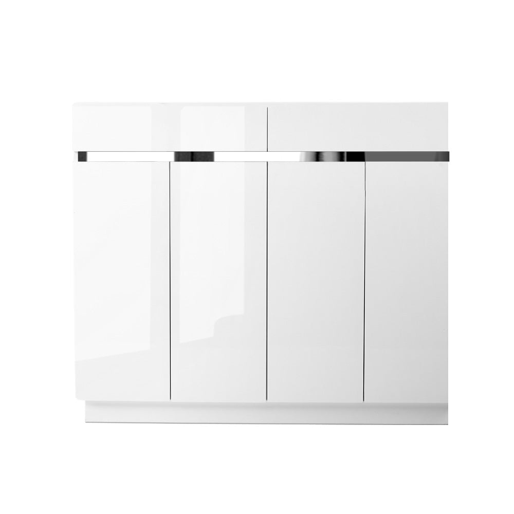 Artiss 120cm Shoe Cabinet Shoes Storage Rack High Gloss Cupboard White Drawers-2