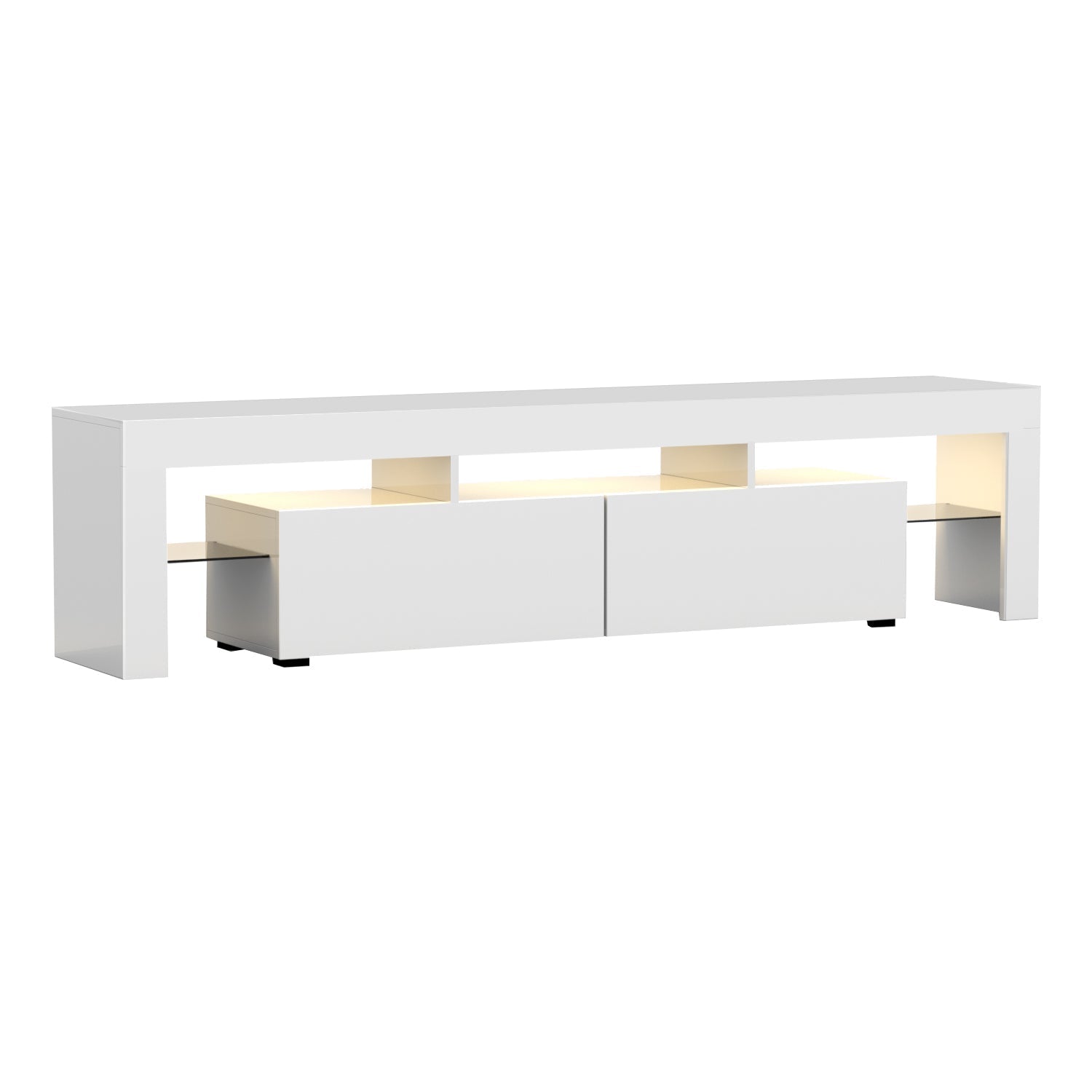 Artiss 189cm RGB LED TV Stand Cabinet Entertainment Unit Gloss Furniture Drawers Tempered Glass Shelf White-0