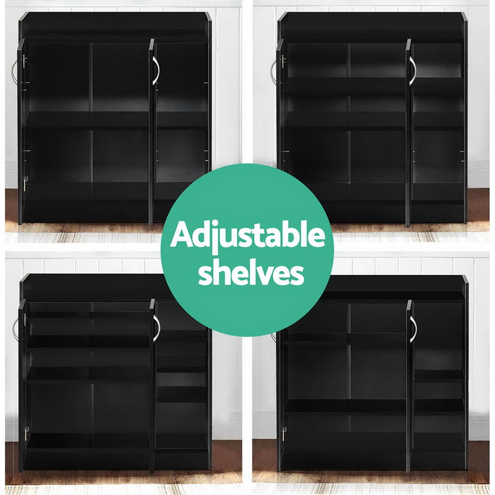 Artiss 2 Doors Shoe Cabinet Storage Cupboard - Black-4