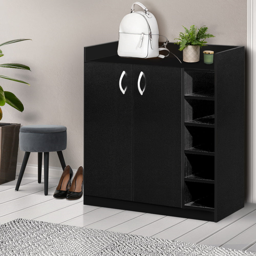 Artiss 2 Doors Shoe Cabinet Storage Cupboard - Black-7