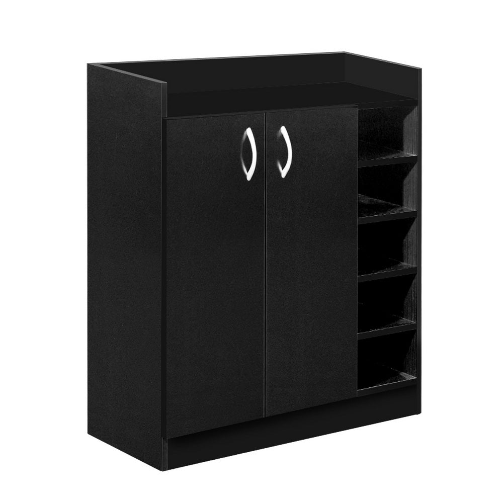 Artiss 2 Doors Shoe Cabinet Storage Cupboard - Black-0