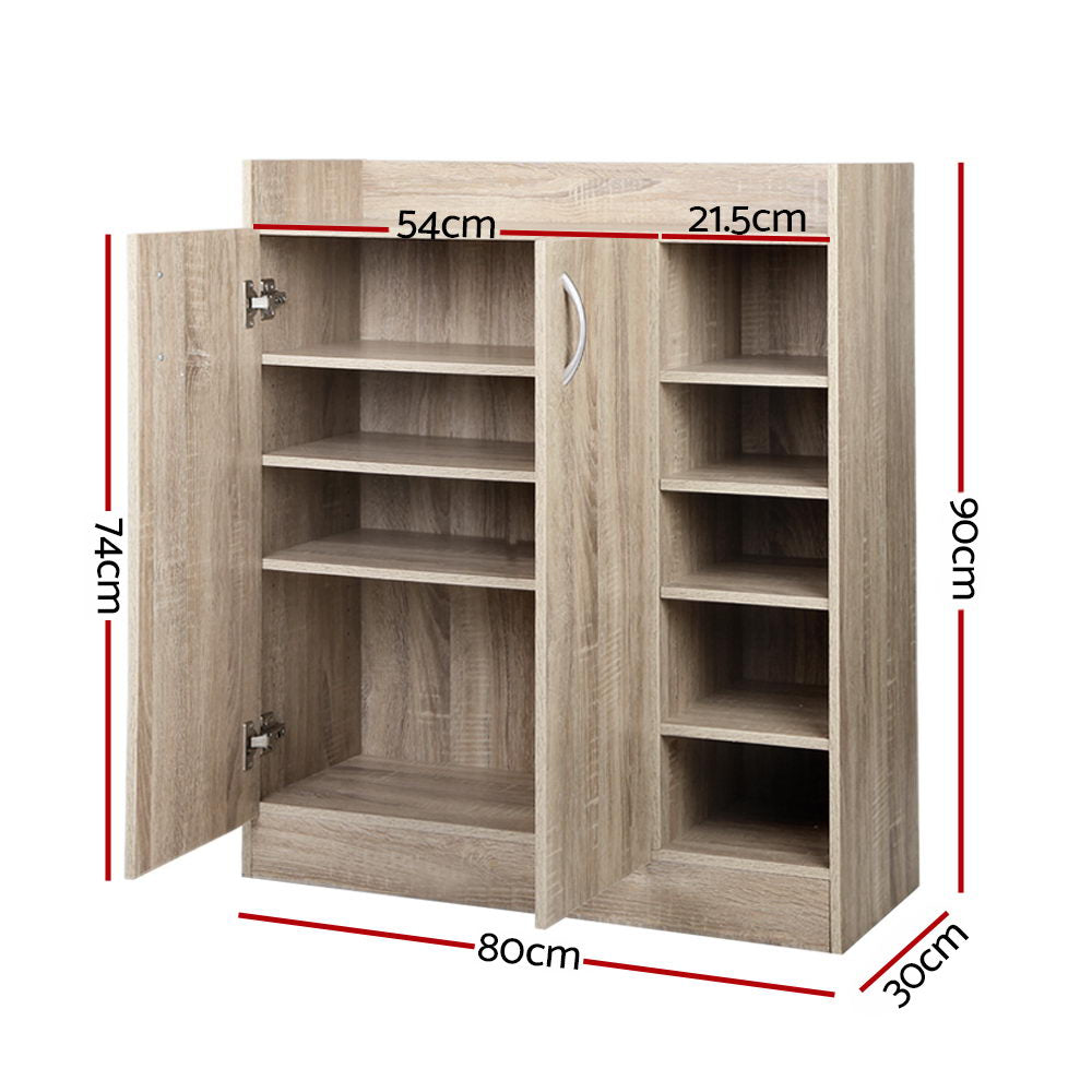 Artiss 2 Doors Shoe Cabinet Storage Cupboard - Wood-1