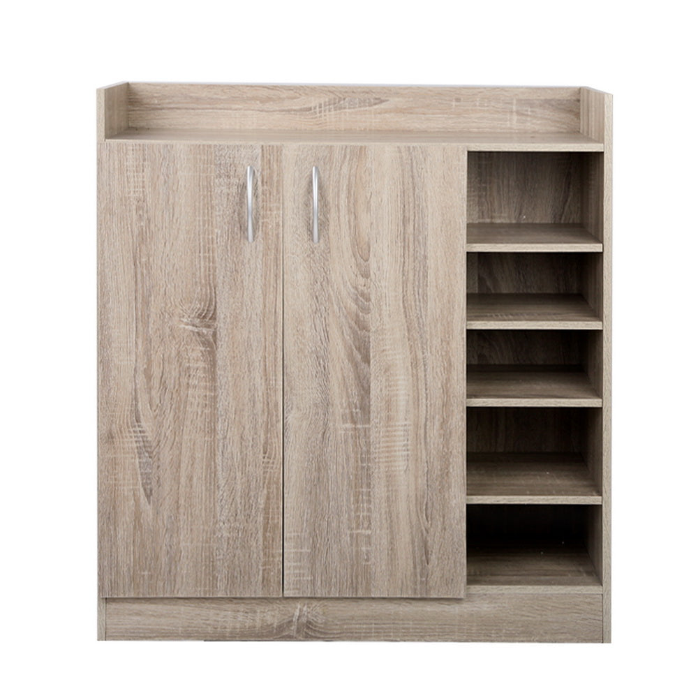 Artiss 2 Doors Shoe Cabinet Storage Cupboard - Wood-2