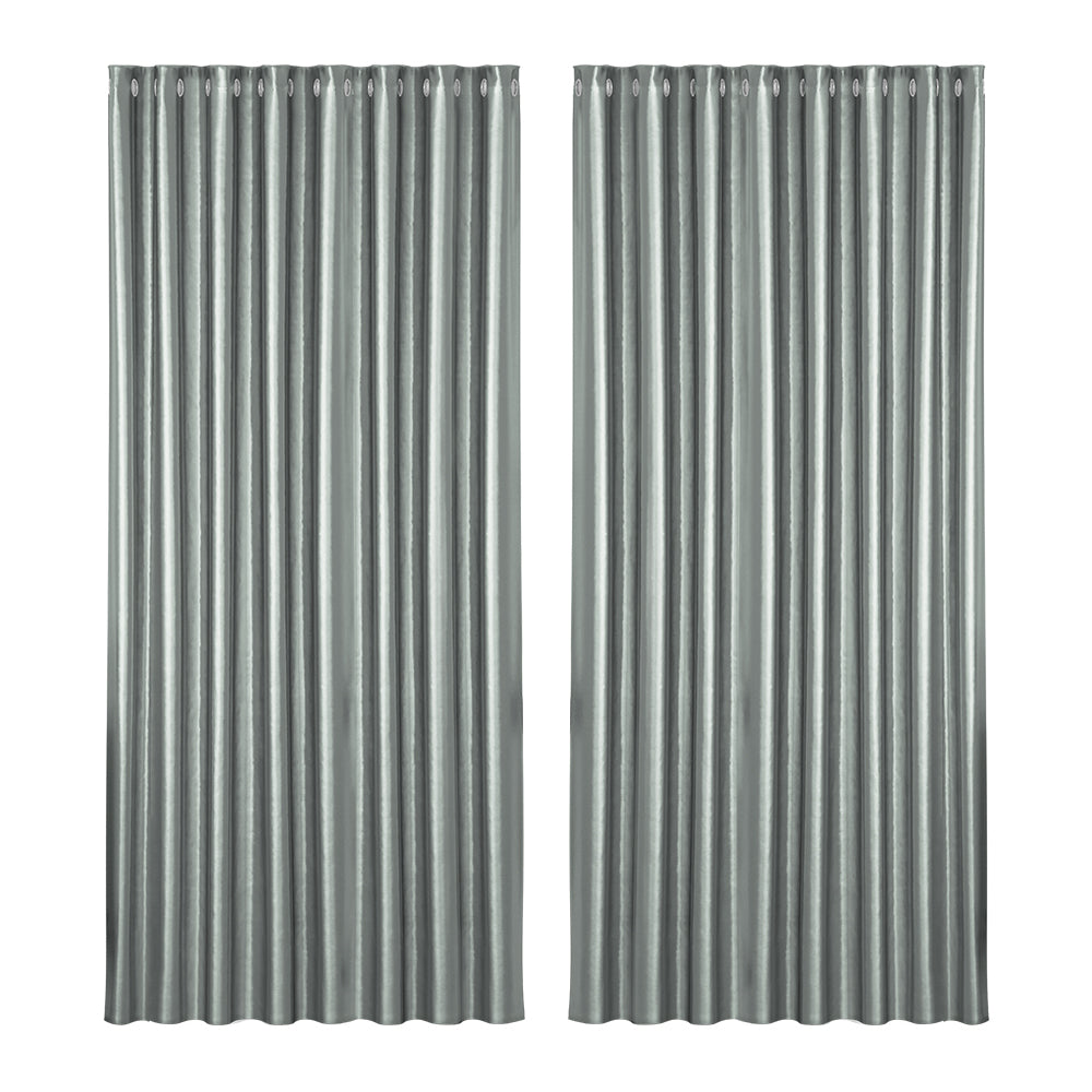 Artiss 2X Blockout Curtains Blackout Window Curtain Eyelet 300x230cm Grey-0