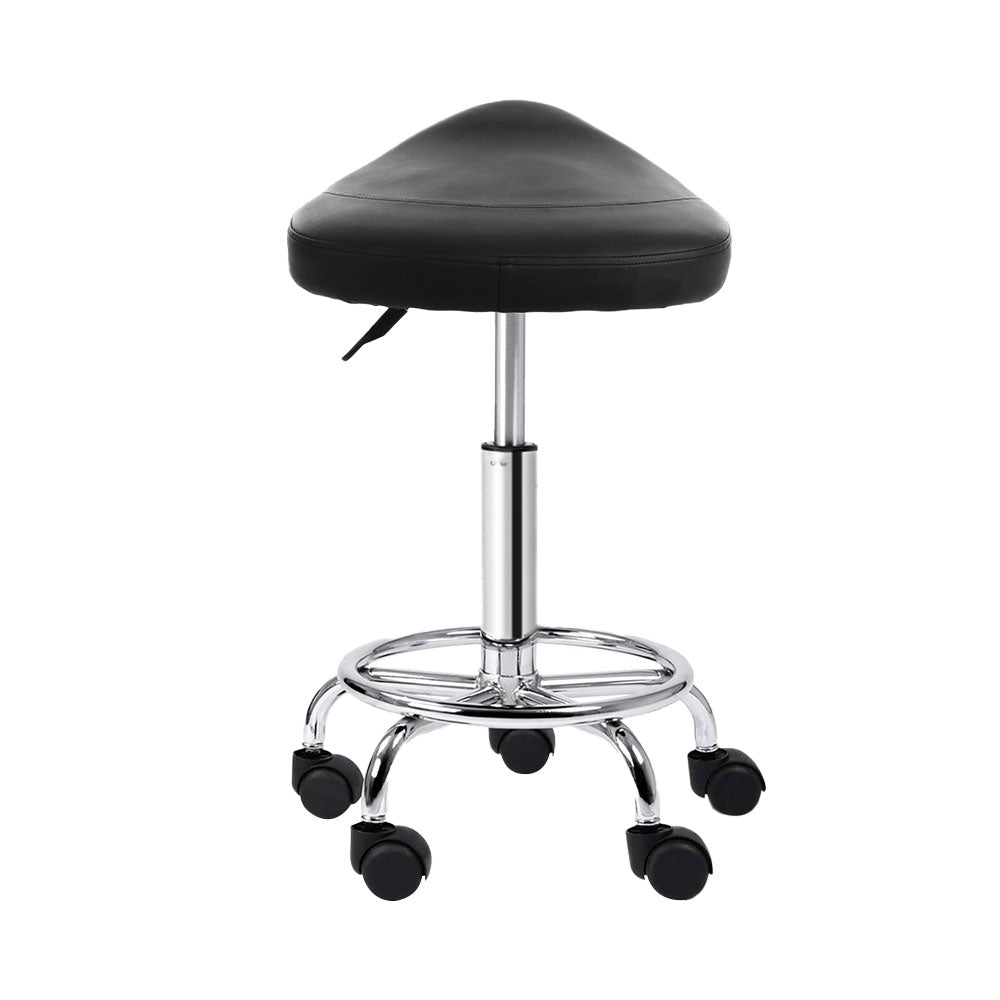 Artiss 2X Saddle Salon Stool Swivel Barber Hair Dress Chair Hydraulic Lift Black-3