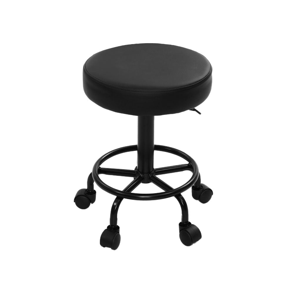 Artiss 2X Salon Stool Swivel Round Barber Hair Bar Stools Hydraulic Lift Black-3