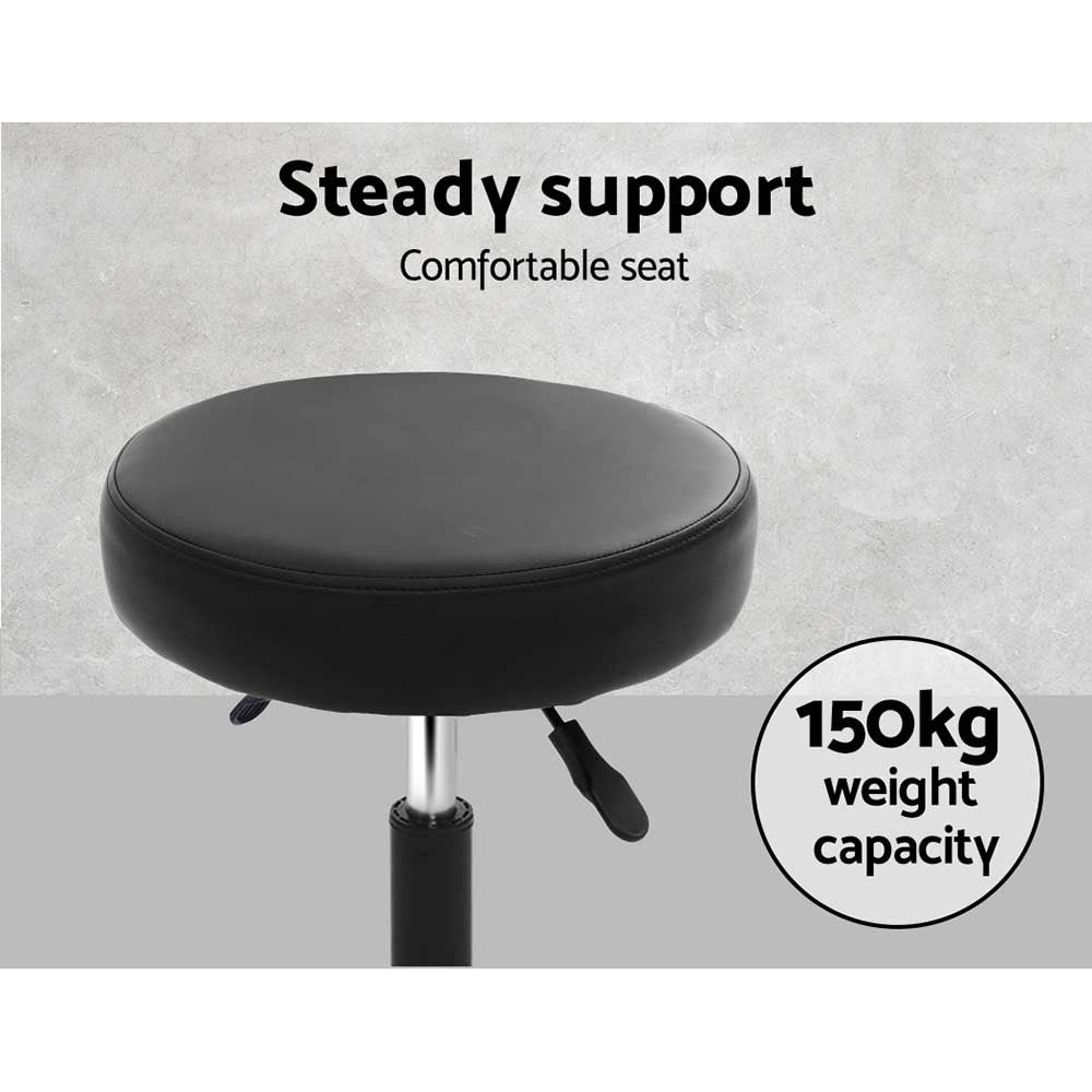 Artiss 2X Salon Stool Swivel Round Barber Hair Bar Stools Hydraulic Lift Black-5