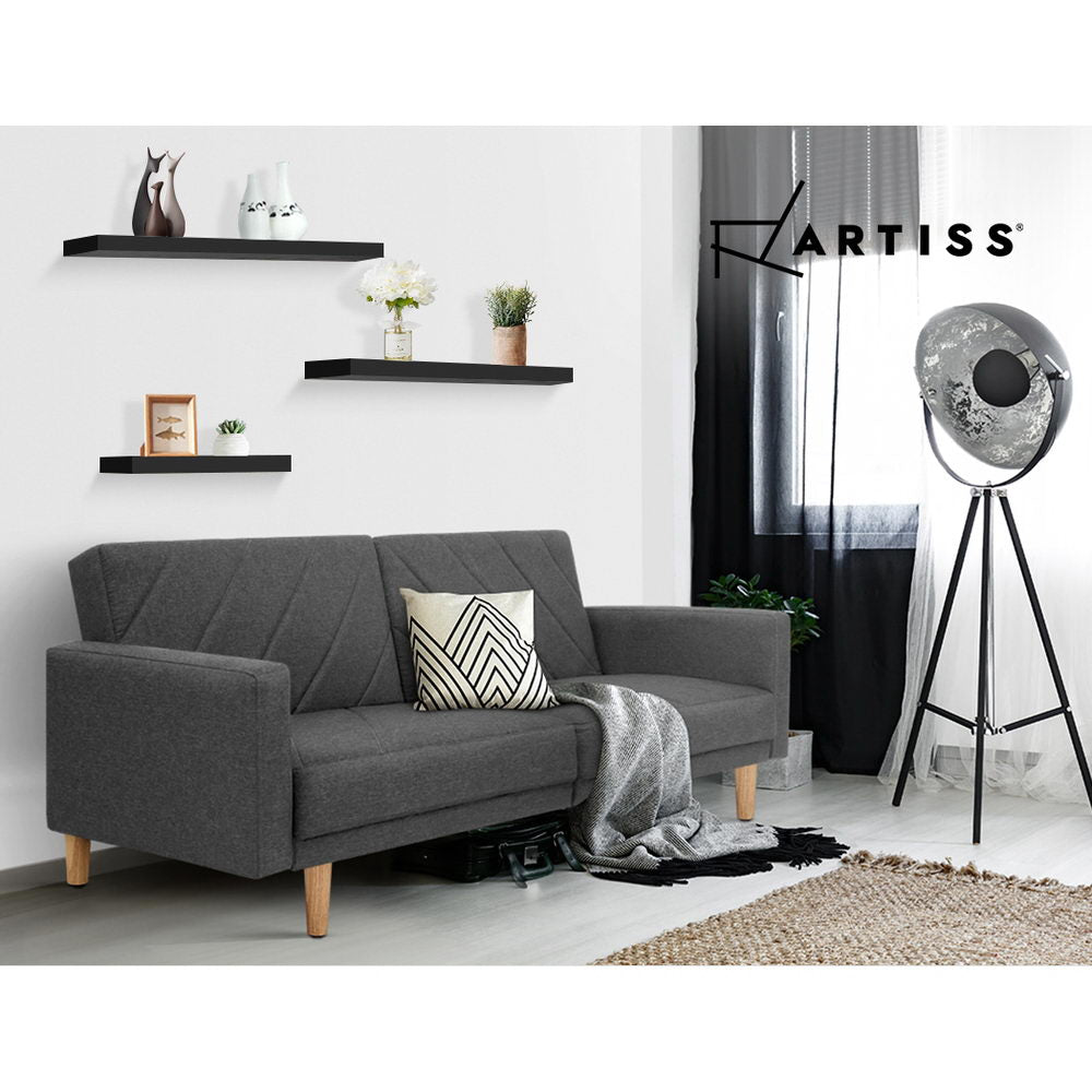 Artiss 3 Piece Floating Wall Shelves - Black-5