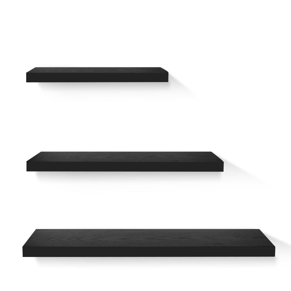 Artiss 3 Piece Floating Wall Shelves - Black-0