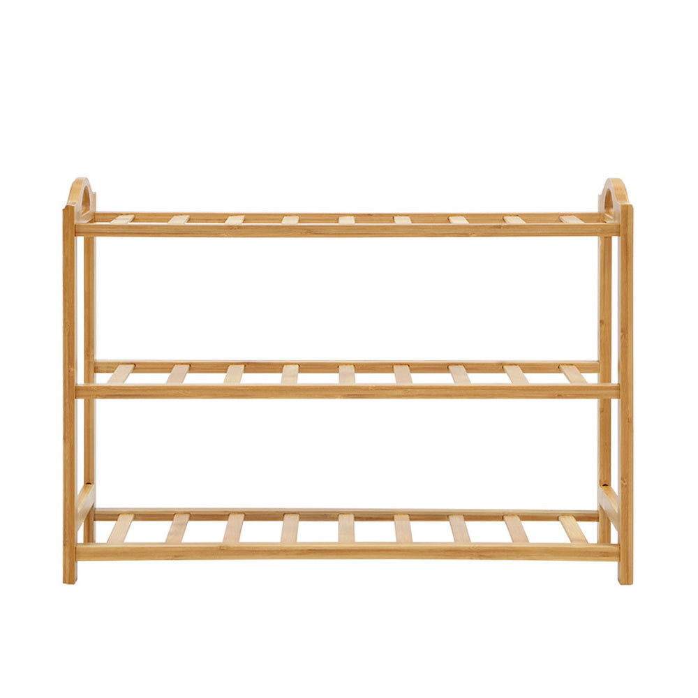 Artiss 3 Tiers Bamboo Shoe Rack Storage Organiser Wooden Shelf Stand Shelves-2