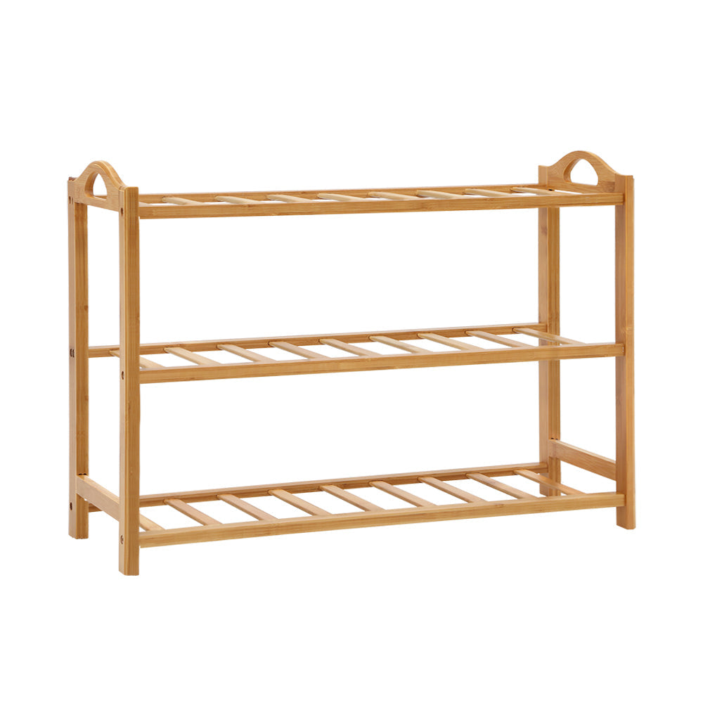 Artiss 3 Tiers Bamboo Shoe Rack Storage Organiser Wooden Shelf Stand Shelves-0