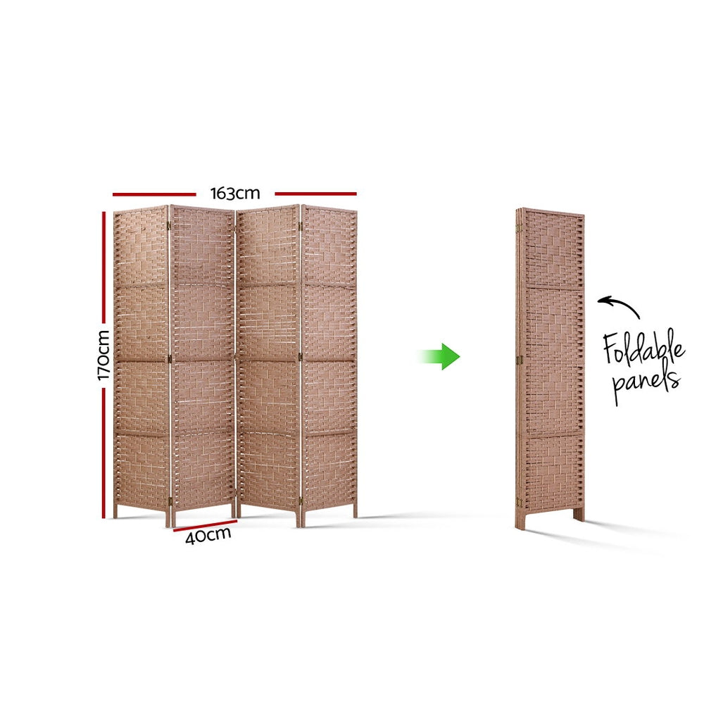 Artiss 4 Panel Room Divider Screen Privacy Timber Foldable Dividers Stand Natural-1