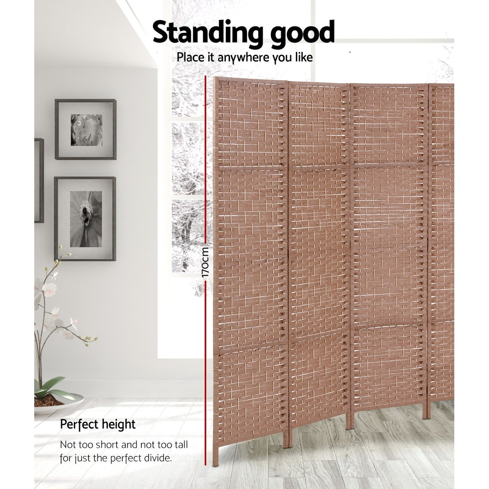 Artiss 4 Panel Room Divider Screen Privacy Timber Foldable Dividers Stand Natural-3