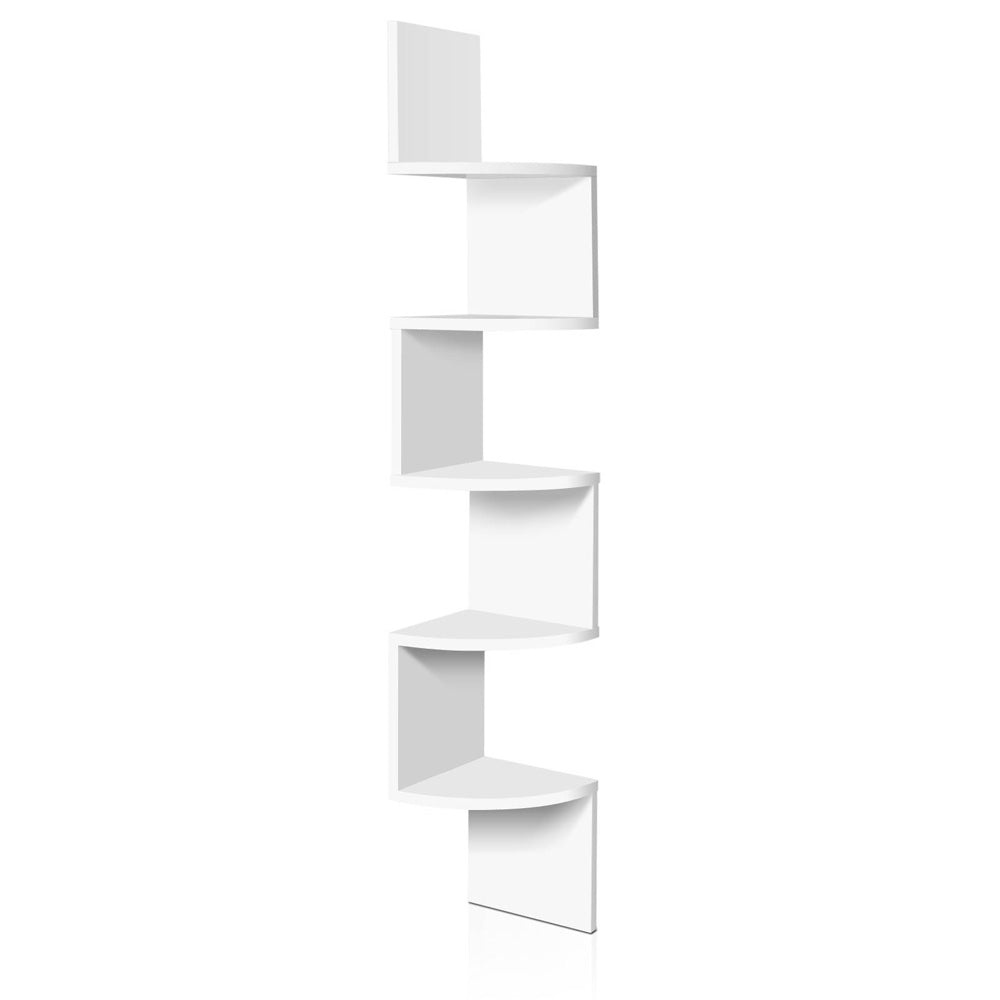 Artiss 5 Tier Corner Wall Shelf - White-0