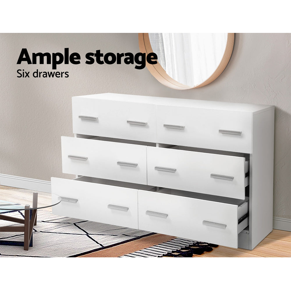 Artiss 6 Chest of Drawers Cabinet Dresser Tallboy Lowboy Storage Bedroom White-4