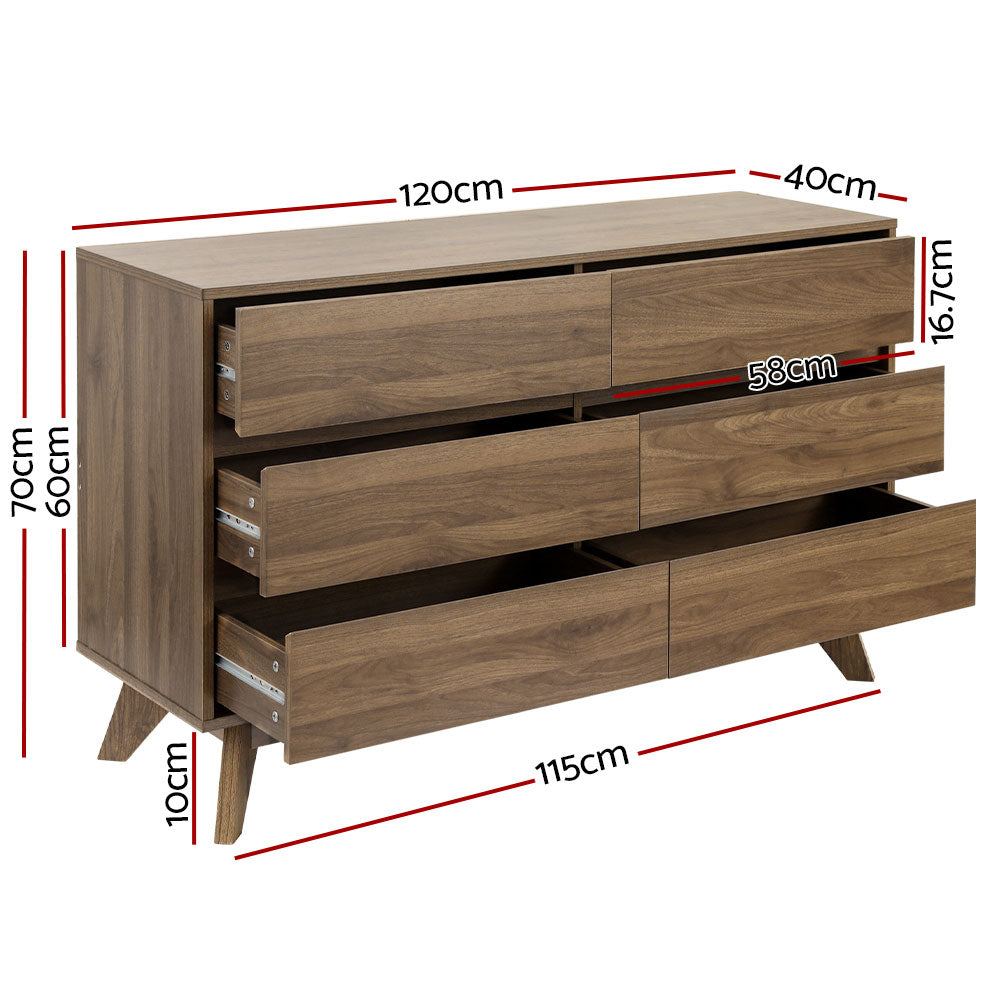 Artiss 6 Chest of Drawers Dresser Tallboy Lowboy Storage Cabinet Bedroom Table-1