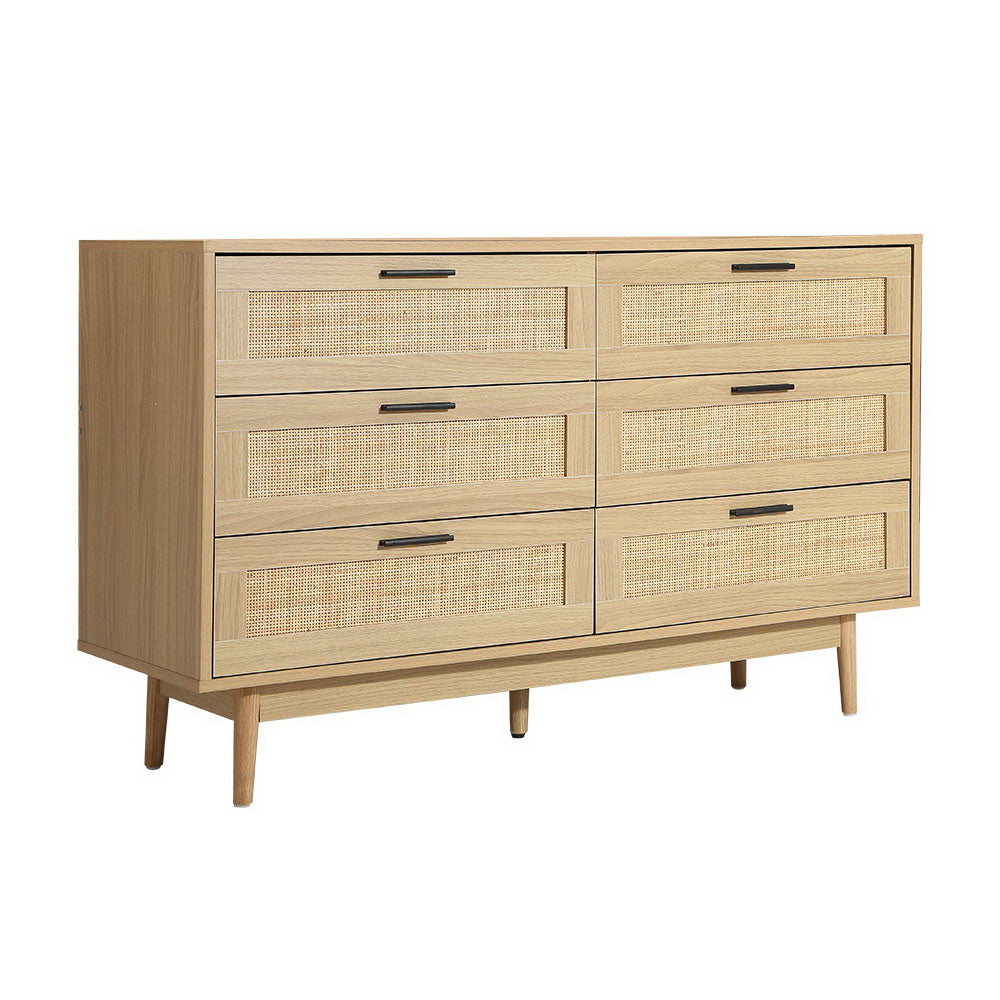 Artiss 6 Chest of Drawers Rattan Tallboy Cabinet Bedroom Clothes Storage Wood-0