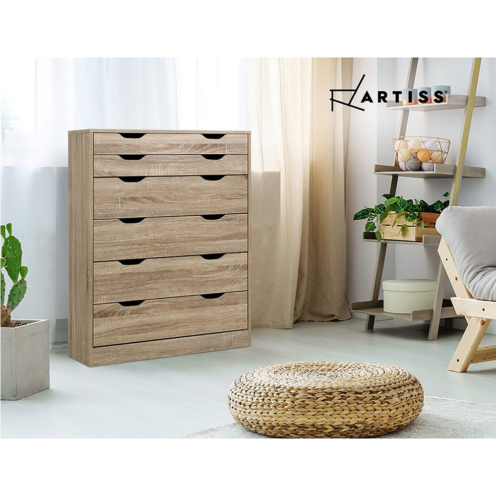 Artiss 6 Chest of Drawers Tallboy Dresser Table Storage Cabinet Oak Bedroom-6