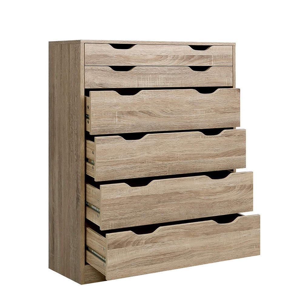 Artiss 6 Chest of Drawers Tallboy Dresser Table Storage Cabinet Oak Bedroom-0