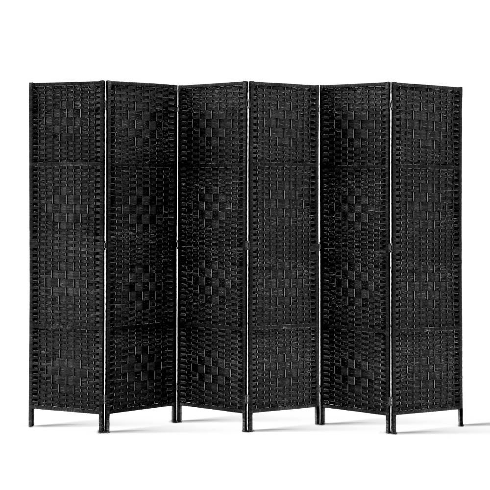 Artiss 6 Panel Room Divider Screen Privacy Timber Foldable Dividers Stand Black-2