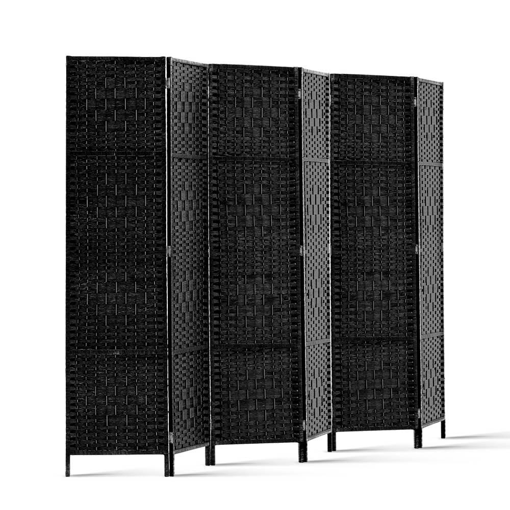 Artiss 6 Panel Room Divider Screen Privacy Timber Foldable Dividers Stand Black-0