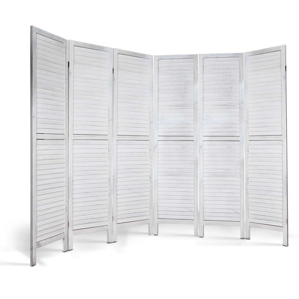 Artiss 6 Panel Room Divider Screen Privacy Wood Foldable Stand Timber White-3