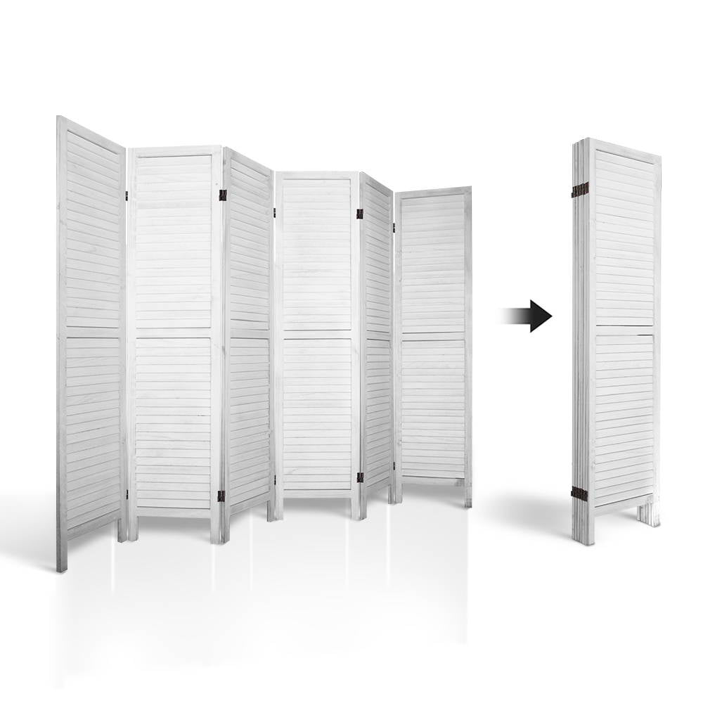 Artiss 6 Panel Room Divider Screen Privacy Wood Foldable Stand Timber White-4