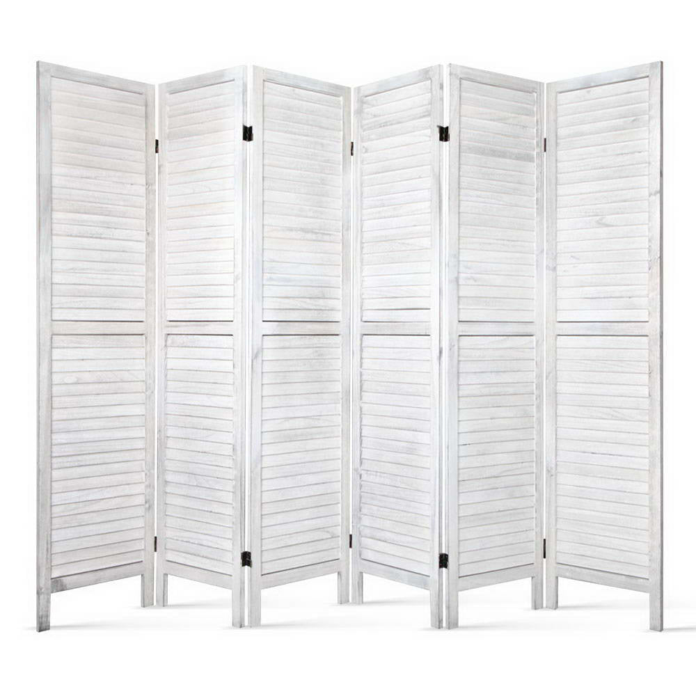 Artiss 6 Panel Room Divider Screen Privacy Wood Foldable Stand Timber White-0