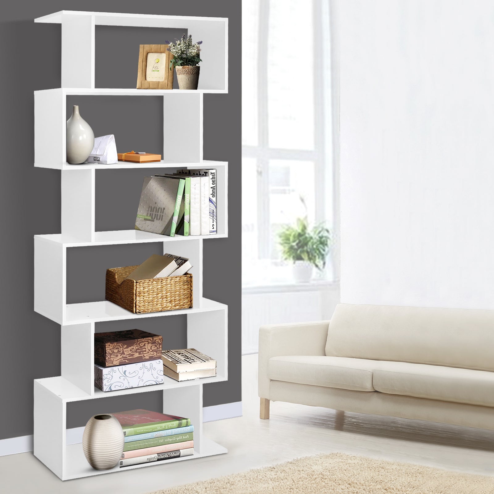 Artiss 6 Tier Display Shelf - White-6