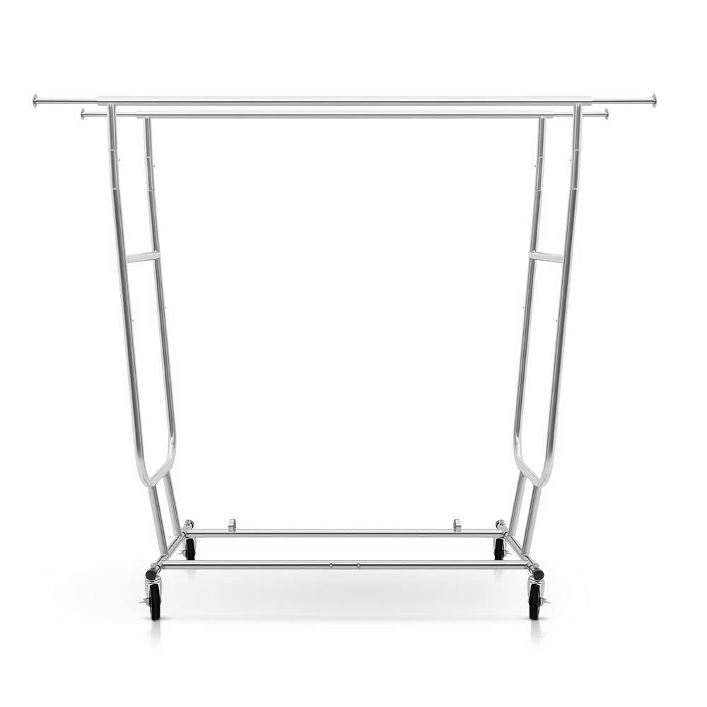 Artiss 6FT Double Rail Clothes Rack Coat Stand Adjustable Garment Rolling Hanger-2