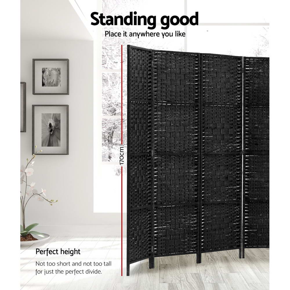 Artiss 8 Panel Room Divider Screen Privacy Timber Foldable Dividers Stand Black-2