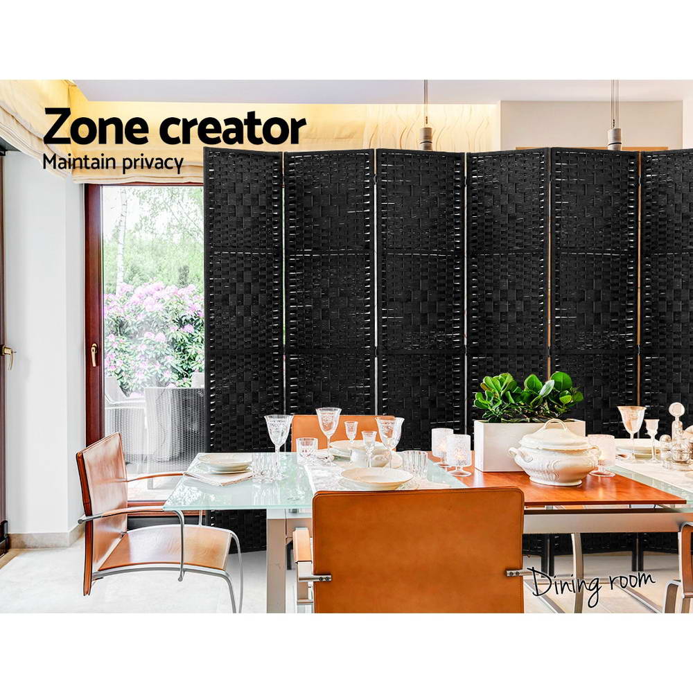 Artiss 8 Panel Room Divider Screen Privacy Timber Foldable Dividers Stand Black-4