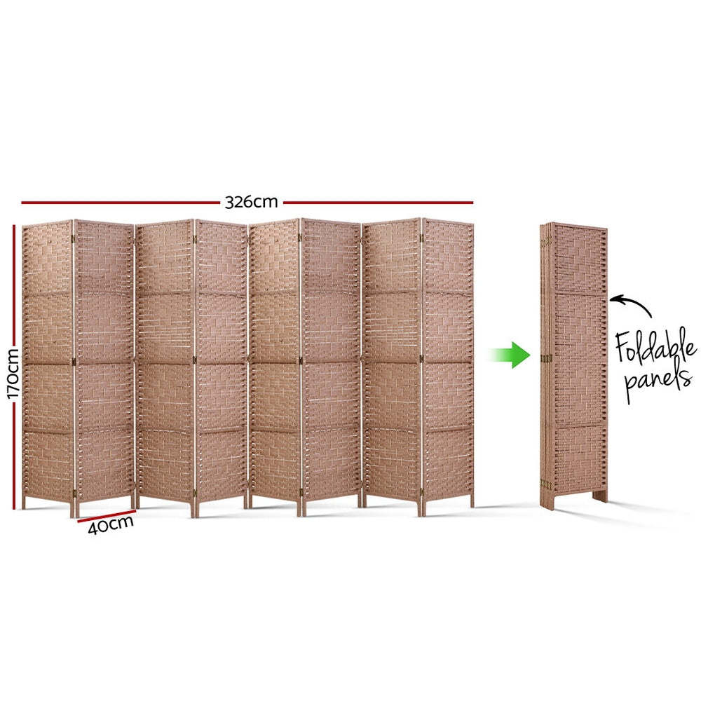 Artiss 8 Panel Room Divider Screen Privacy Timber Foldable Dividers Stand Natural-1