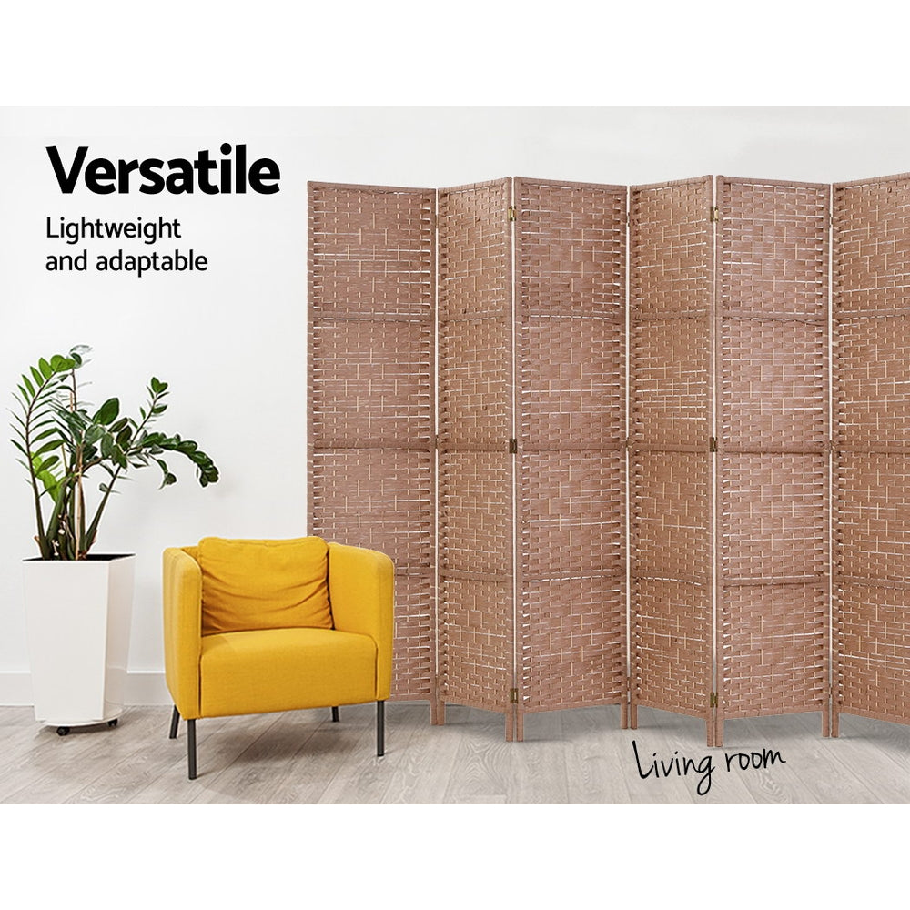 Artiss 8 Panel Room Divider Screen Privacy Timber Foldable Dividers Stand Natural-4