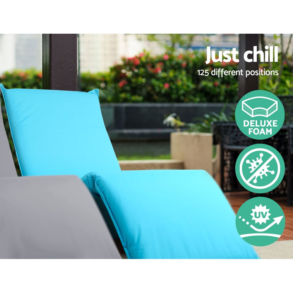 Artiss Adjustable Beach Sun Pool Lounger - Blue-3