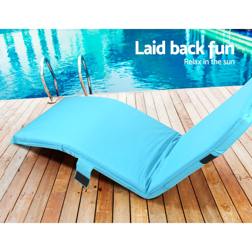 Artiss Adjustable Beach Sun Pool Lounger - Blue-4