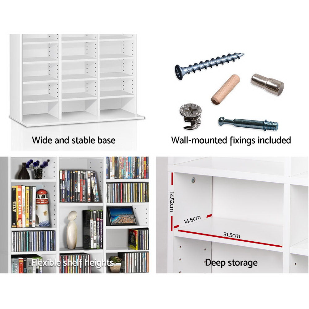 Artiss Adjustable Book Storage Shelf Rack Unit - White-5