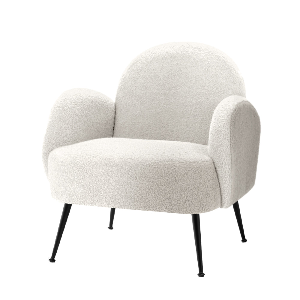 Artiss Armchair Lounge Chair Armchairs Accent Arm Chairs Sherpa Boucle White-0