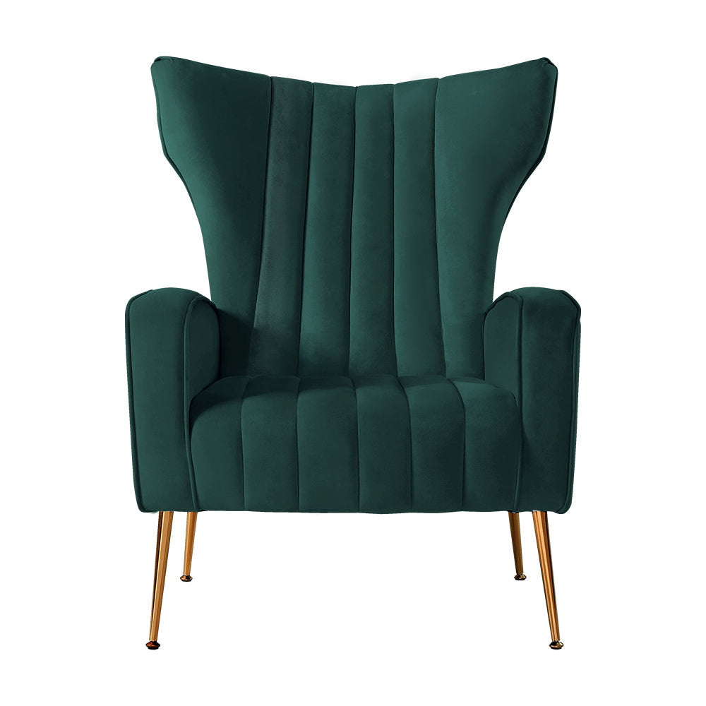 Artiss Armchair Lounge Chairs Accent Armchairs Chair Velvet Sofa Green Seat-2