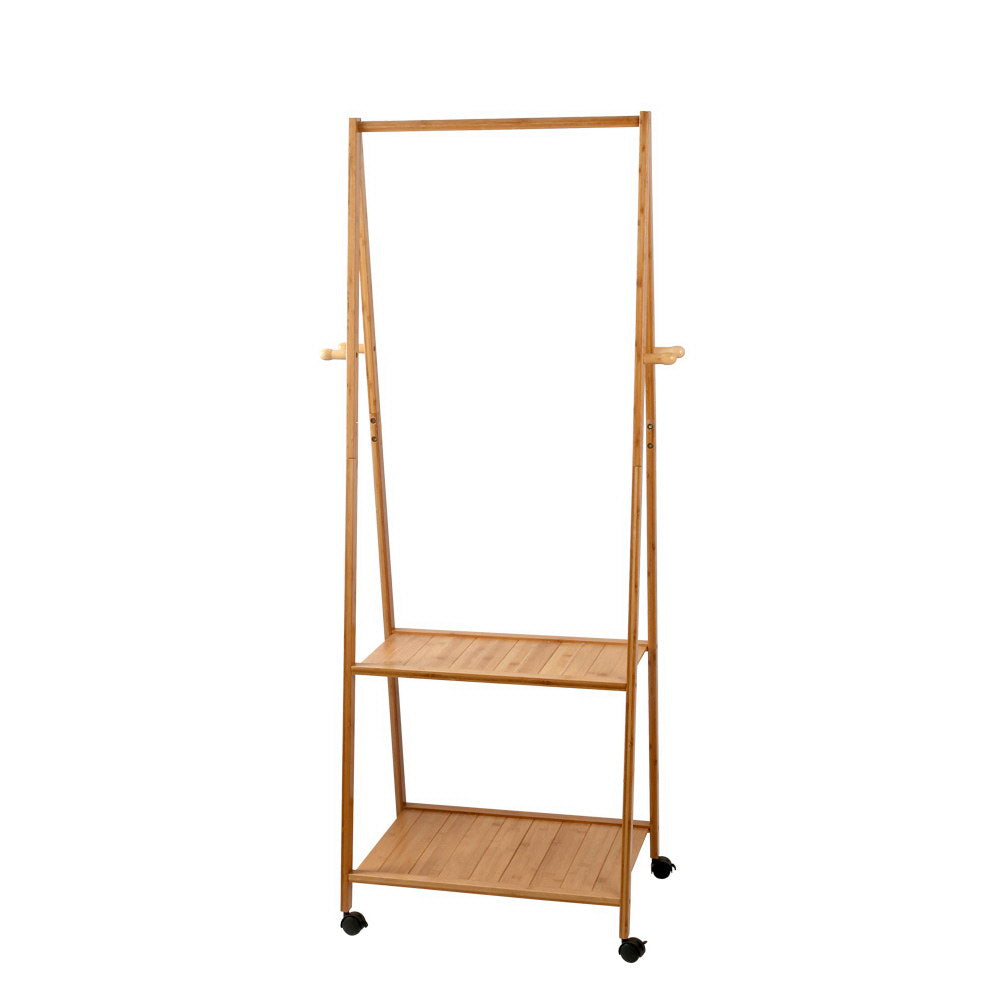 Artiss Bamboo Hanger Stand Wooden Clothes Rack Display Shelf-0